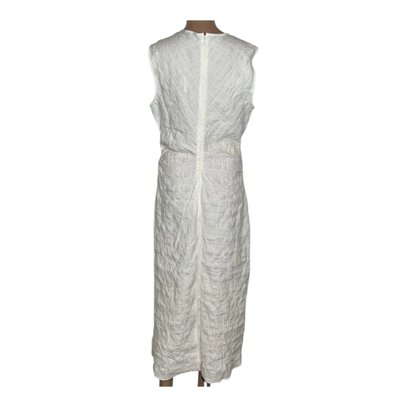 Whistles Women's Dress Lori Textured Midi Size 8 Ivory NWT Turkish Cotton - Picture 7 of 11